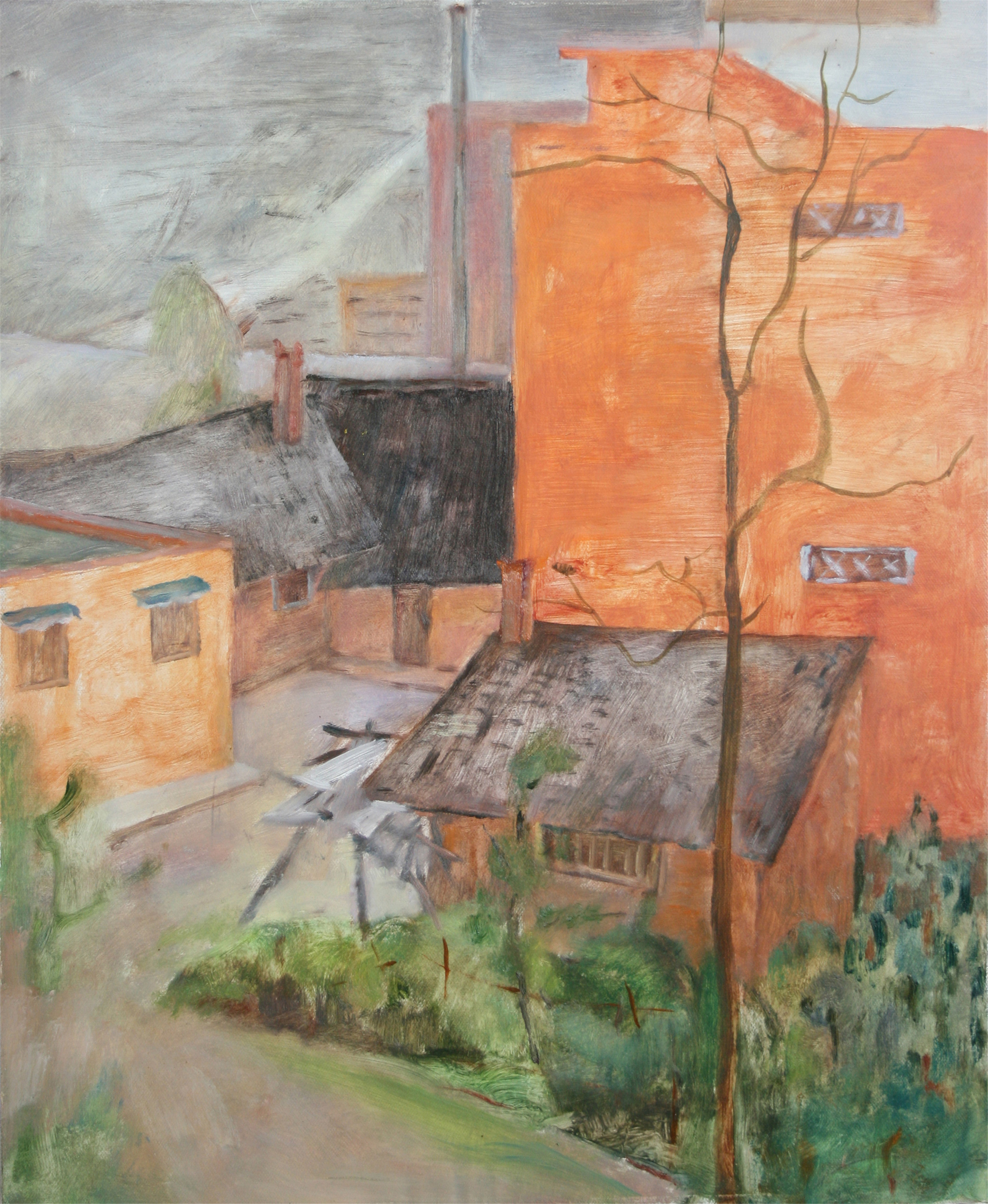 艺术品 油画 纸面油画 刘丽《红房子》亚麻油彩 关注0#art 133747